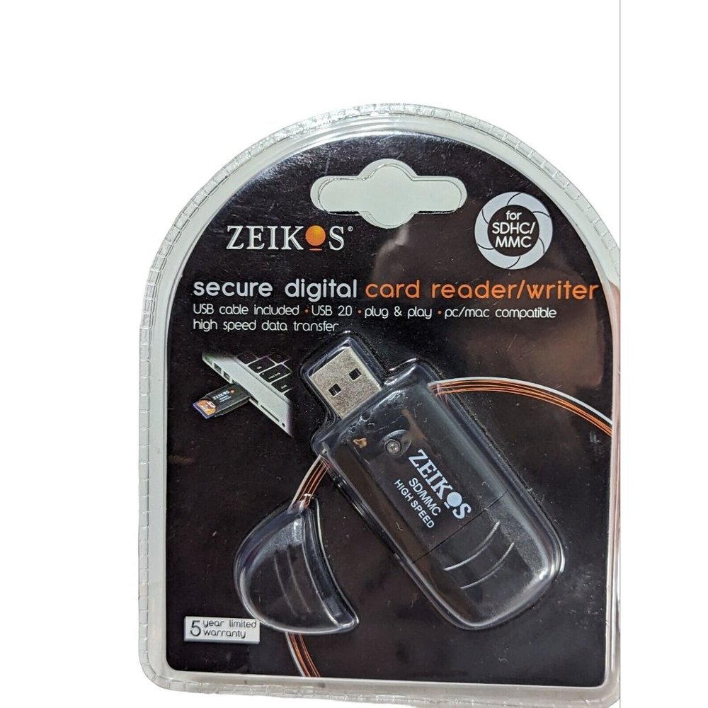 ZEIKOS - SECURE DIGITAL CARD READER / WRITER FOR SDHC / MMC - BRAND NEW